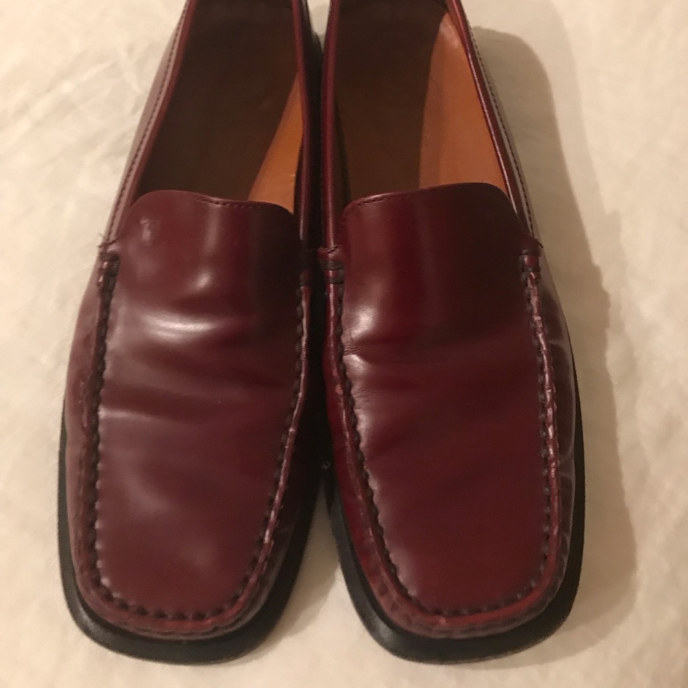 Tods red loafers